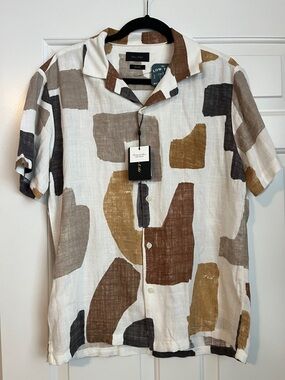 Porter & Ash Men's M Casual Short Sleeve Button-Down Abstract New Tags